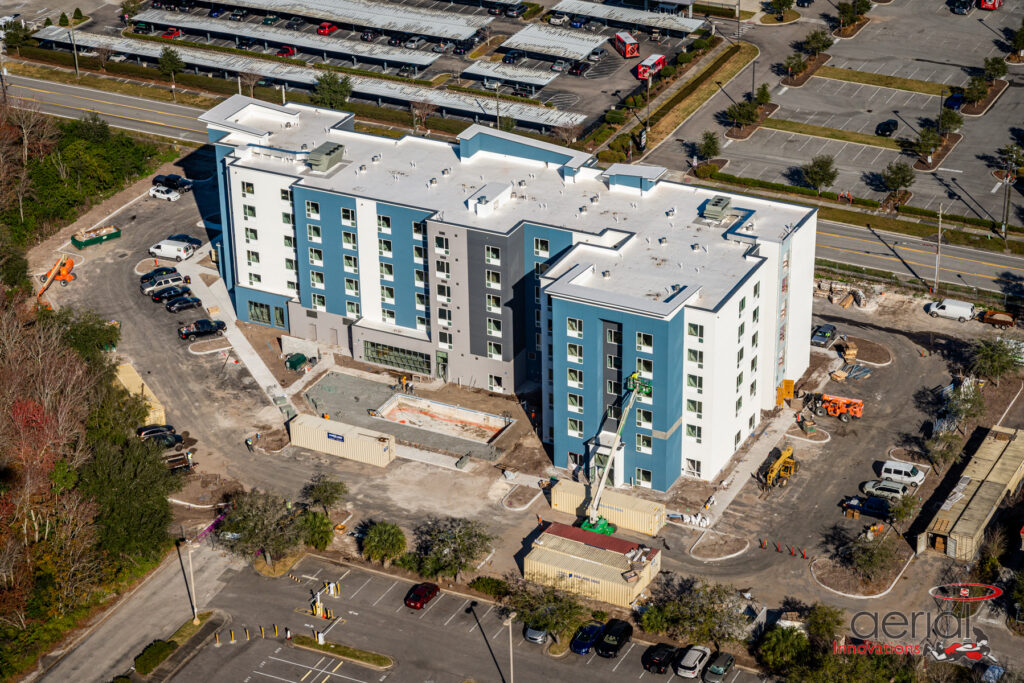 aerial photo of towne place suites by marriott hotel construction in orlando